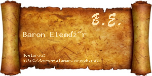 Baron Elemér névjegykártya